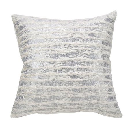 SARO LIFESTYLE SARO 2323P.S18S 18 in. Faux Fur with Brushed Metallic Foil Print Down Filled Throw Pillow - Silver 2323P.S18S